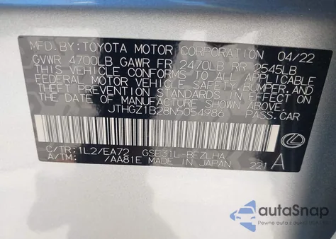 2022 Lexus Is 350 F Sport z USA, uszkodzony, nr VIN JTHGZ1B28N5054986